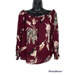 Blush Womens Floral Off The Shoulder Top Size L (C4)